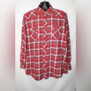 Men’s Wrangler Plaid Pearl Snap Wrangler Long Sleeve Western Cowboy Shirt Sz 2XT